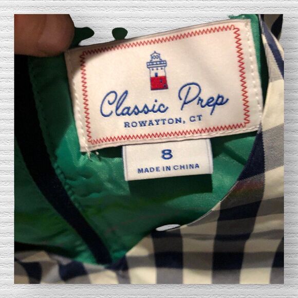Classic Prep Ann Dress Midnight Gingham Taffeta Girls Size 8 NWT - Picture 2 of 4